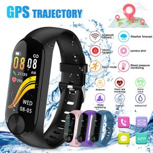 גאדג׳טים שעונים וצמידים חכמים Waterproof Heart Rate Monitor GPS Smart Bracelet Watch Wristband Fitness Tracker
