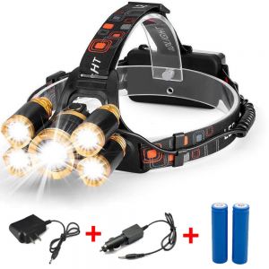 גאדג׳טים תאורה פסי לדים ופנסים 80000LM 5-LED Zoom LED Rechargeable 18650 Headlamp Head Light Torch Charger US
