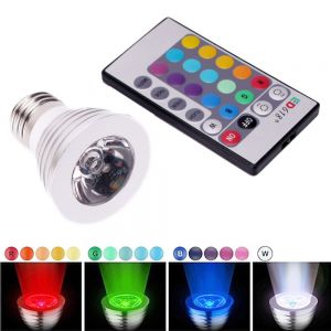 גאדג׳טים תאורה פסי לדים ופנסים 3W E27 16 Color LED Magic RGB Spot Light Bulb Lamp w/ Wireless Remote Control