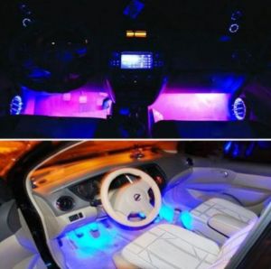 גאדג׳טים אביזרים לרכב 4x 3LED Car Charge Interior Accessories Atmosphere Lamp Floor Decorative Light