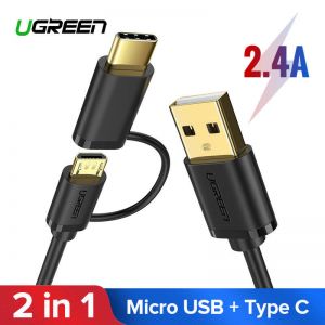 גאדג׳טים אביזרים לסלולר UGREEN 2 in 1 Micro USB Type C Data Charging Cable For MacBook Nexus 5X 6P HTC