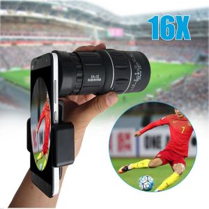 גאדג׳טים אביזרים לסלולר 16x52 Zoom Hiking Monocular Telescope Lens Camera HD Scope Hunting Phone Holder