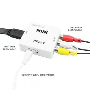 גאדג׳טים כבלים ממירים ומזרימי מדיה Mini HDMI To AV Adapter Converter Cable CVBS 3RCA 1080P Composite Video Audio US