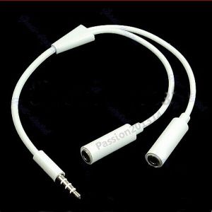 גאדג׳טים כבלים ממירים ומזרימי מדיה 3.5mm AUX Audio Mic Splitter Cable Earphone Headphone Adapter 1 Male To 2 Female