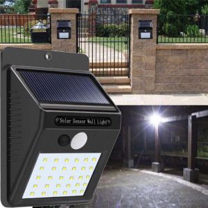 גאדג׳טים תאורה פסי לדים ופנסים Solar Power 30 LED PIR Motion Sensor Wall Light Waterproof Outdoor Path Yard Garden Security Lamp