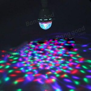 גאדג׳טים תאורה פסי לדים ופנסים E27 3W Colorful Rotating RGB Spotlightt Bulb For Party Disco Stage Christmas Halloween