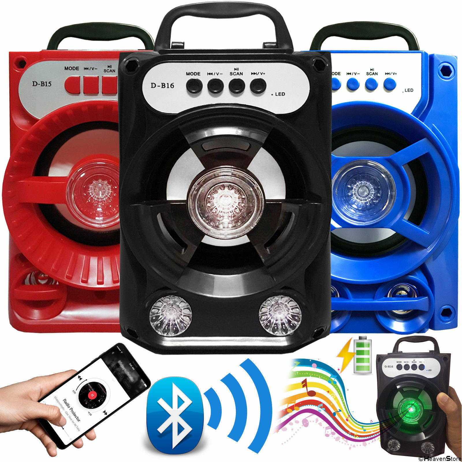 גאדג׳טים אביזרי שמע Portable Outdoor Super Bass Stereo Wireless Bluetooth Speaker w/ USB/TF/FM Radio